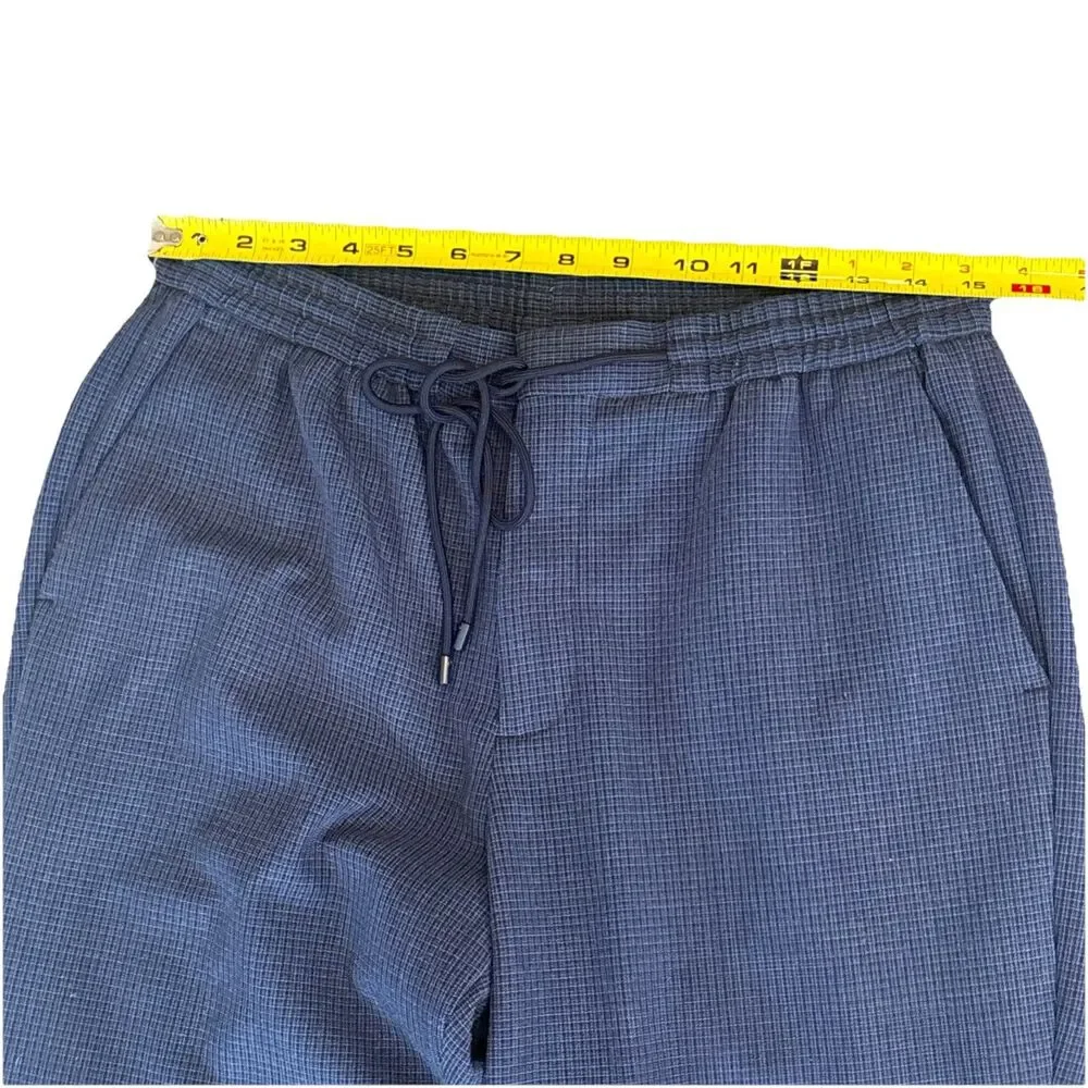 Express Mens Hyper Blue Checkered Stretch Drawstring Dress Pant Sz Actual 30X29